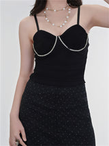 Liber Summer Women's Y2K Hottie Solid Color Sleeveless Slim Fit Camisole