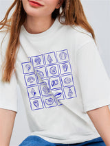 Liber Summer Women's Hip-Hop Printed Round Neck Short Sleeve Loose T-Shirt
