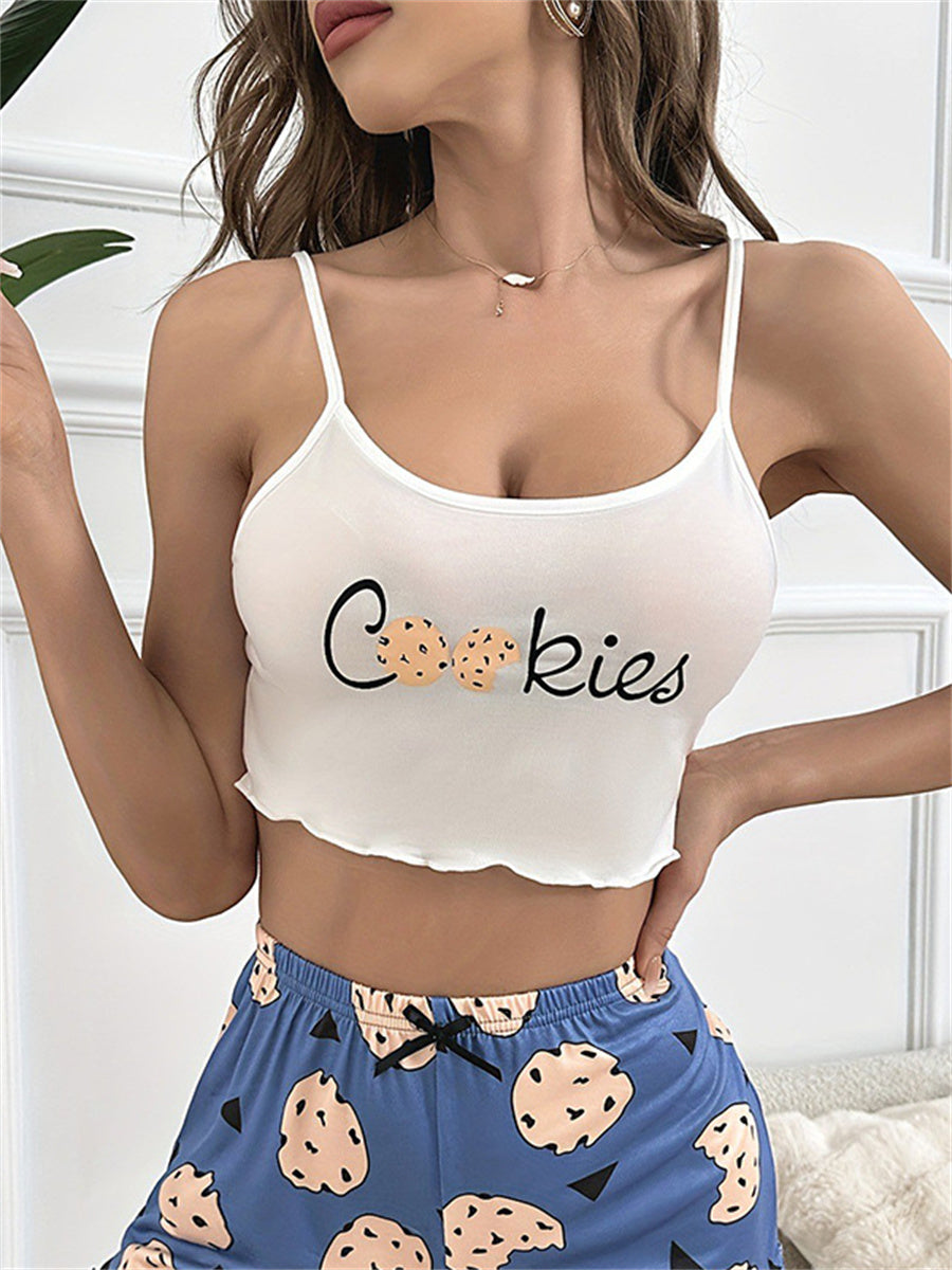 Liber Summer Women's Printed Sleeveless Slim Pajamas