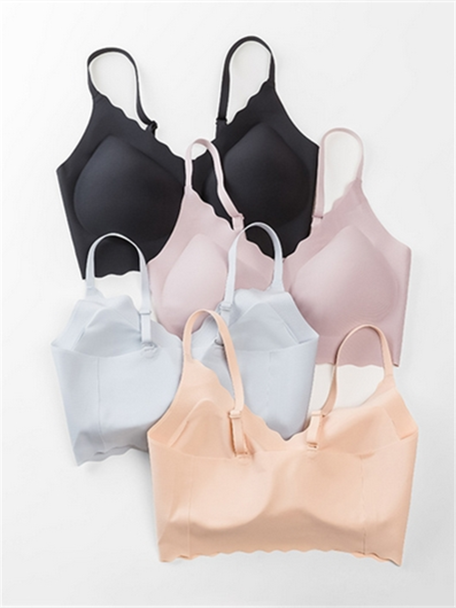 Liber Women's Solid Color Full Cup Wire-Free Push-Up Bra