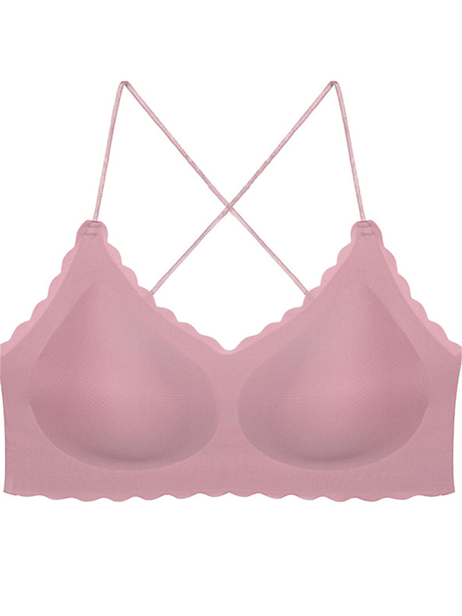 Liber Women's Solid Color Full Cup Wire-Free Push-Up Bra