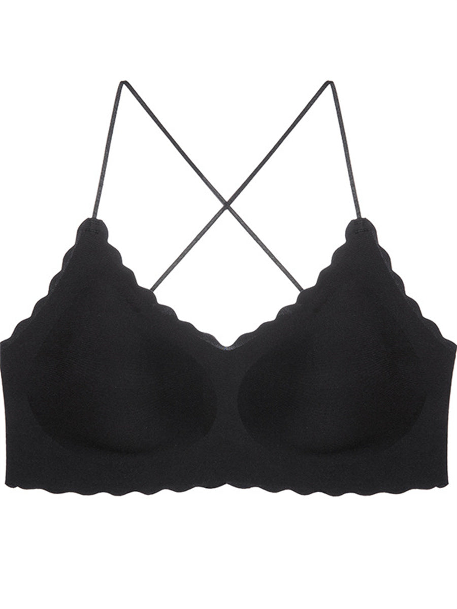 Liber Women's Solid Color Full Cup Wire-Free Push-Up Bra