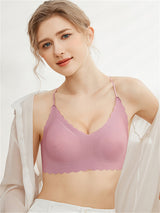 Liber Women's Solid Color Full Cup Wire-Free Push-Up Bra