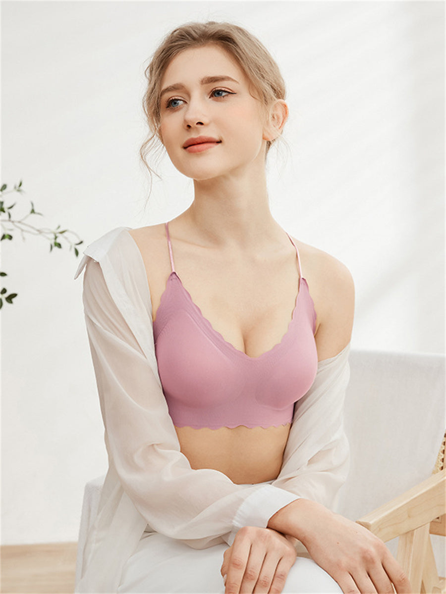 Liber Women's Solid Color Full Cup Wire-Free Push-Up Bra