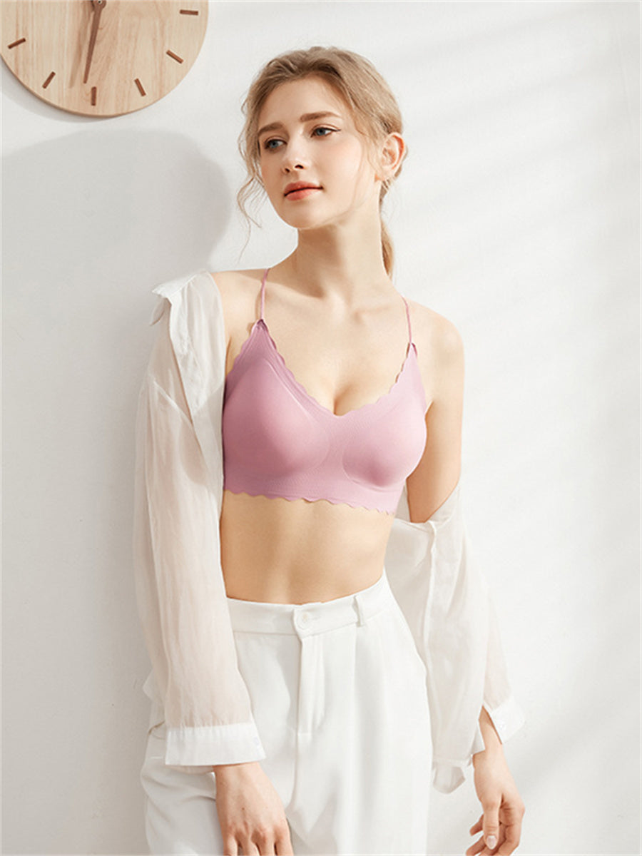 Liber Women's Solid Color Full Cup Wire-Free Push-Up Bra