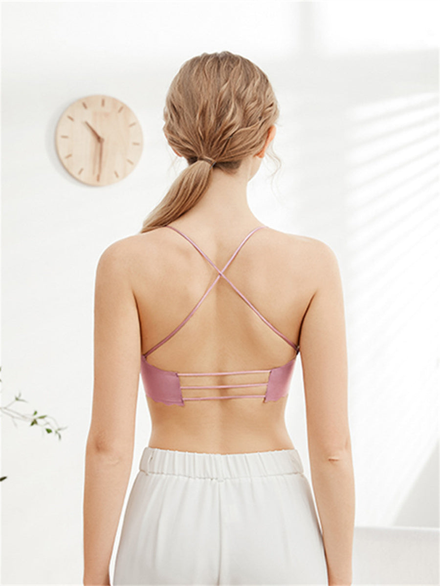 Liber Women's Solid Color Full Cup Wire-Free Push-Up Bra