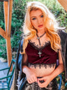 LiberSS women's clothing Y2K hot girl solid color, lace one-shoulder long sleeve camisole