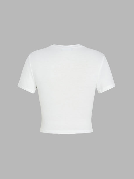 Liber Summer Women's Y2K Hot Girl Print Round Neck Short Sleeve Slim Fit T-Shirt