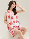 Liber Summer Women's Printed Round Neck Sleeveless Slim Fit Home Clothes
