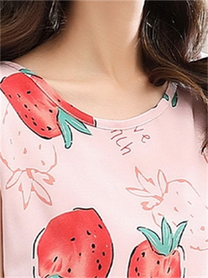 Liber Summer Women's Printed Round Neck Sleeveless Slim Fit Home Clothes
