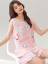 Liber Summer Women's Printed Round Neck Sleeveless Slim Fit Home Clothes
