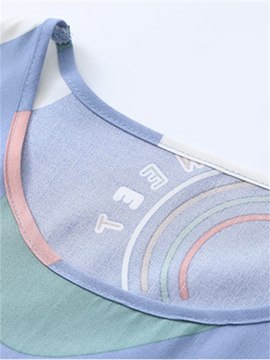 Liber summer women's print round neck short sleeve loose home wear