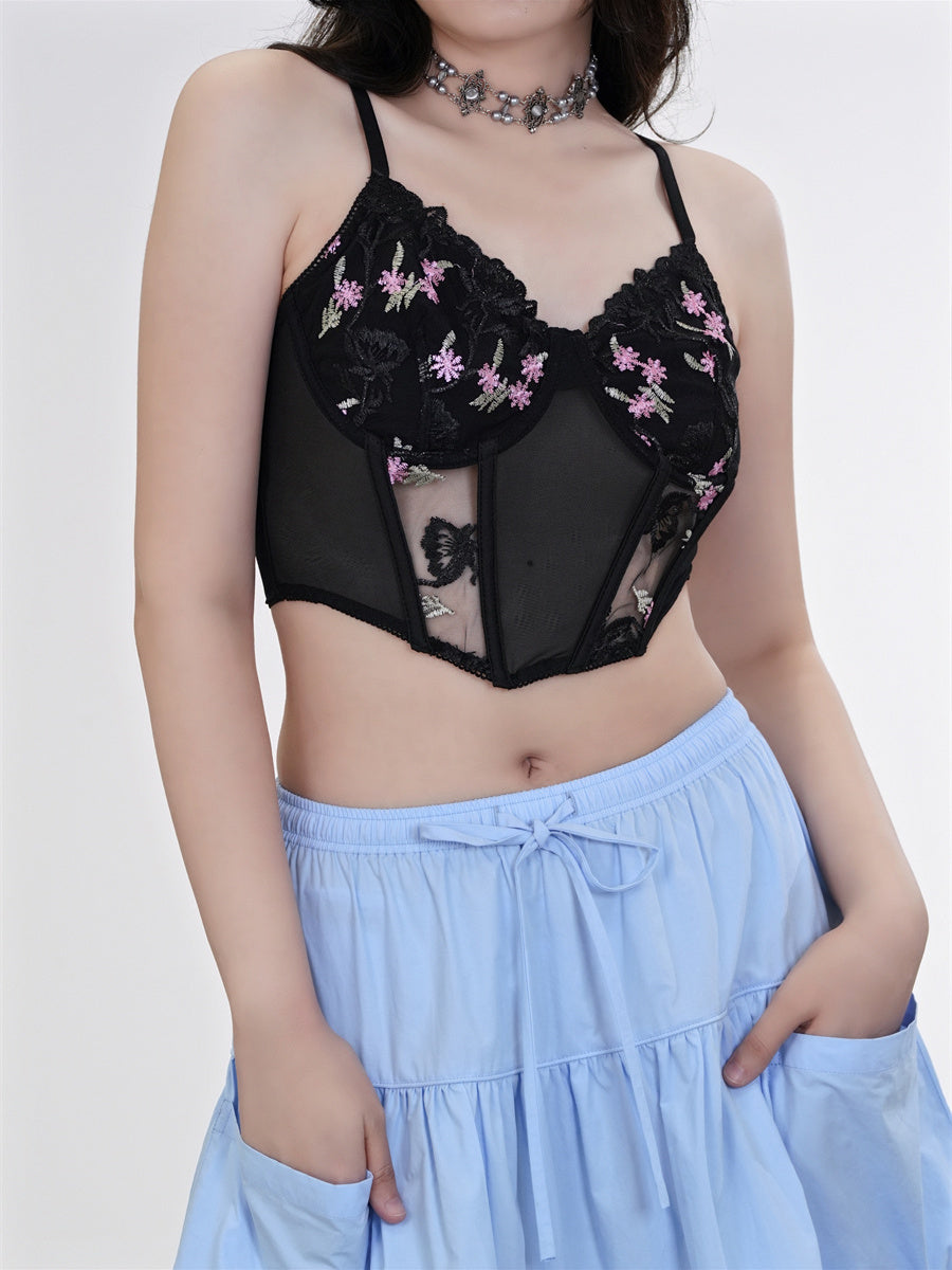 Liber Summer Women's Y2K Hot Girl Floral Sleeveless Slim Tank Top