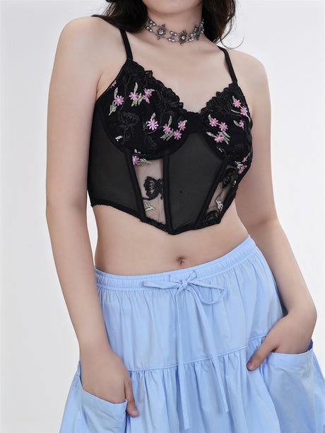 Liber Summer Women's Y2K Hot Girl Floral Sleeveless Slim Tank Top