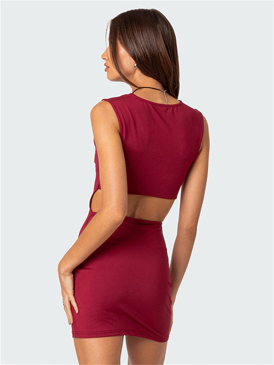 Liber Summer Women's Daily Casual Solid Color Square Neck Sleeveless Slim Dress