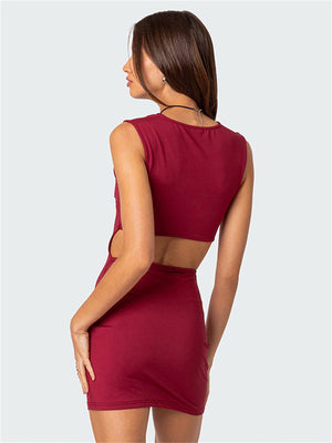 Liber Summer Women's Daily Casual Solid Color Square Neck Sleeveless Slim Dress