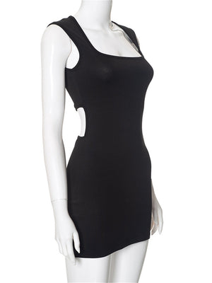 Liber Summer Women's Daily Casual Solid Color Square Neck Sleeveless Slim Dress