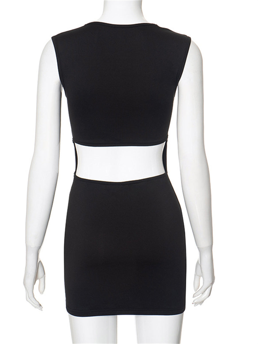 Liber Summer Women's Daily Casual Solid Color Square Neck Sleeveless Slim Dress