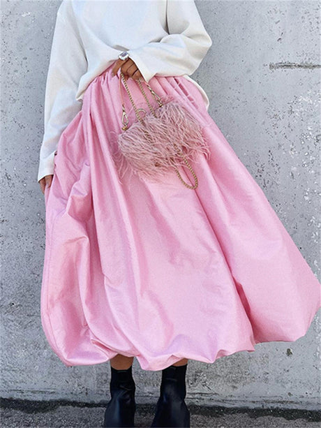 Liber Summer Women's Boudoir Ballet Solid Color Loose Skirt