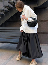 Liber Summer Women's Boudoir Ballet Solid Color Loose Skirt