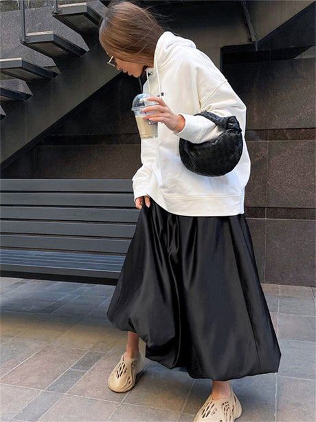 Liber Summer Women's Boudoir Ballet Solid Color Loose Skirt