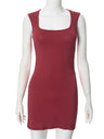 Liber Summer Women's Daily Casual Solid Color Square Neck Sleeveless Slim Dress