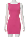 Liber summer women's daily casual solid color round neck sleeveless slim dress