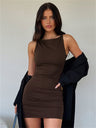 Liber summer women's daily casual solid color round neck sleeveless slim dress