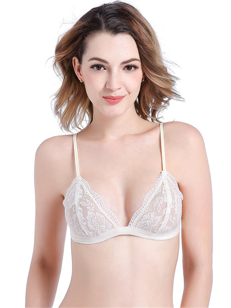 Liber Women's Lace 1/2 Cup Wire-Free Push-Up Bra
