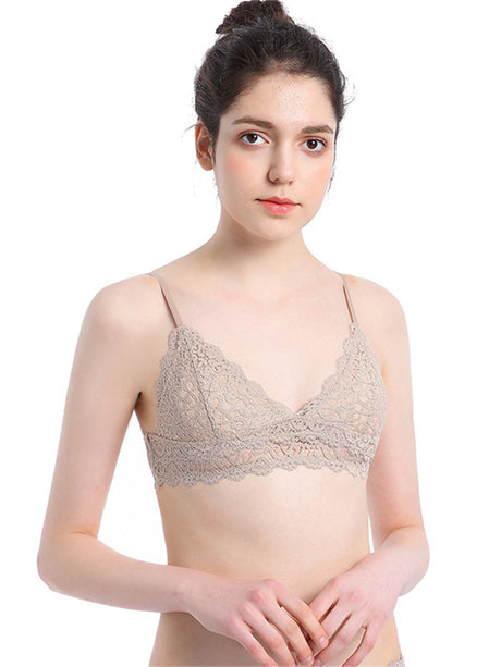 Liber Women's Solid Color, Lace 1/2 Cup Wire-Free Push-Up Bra