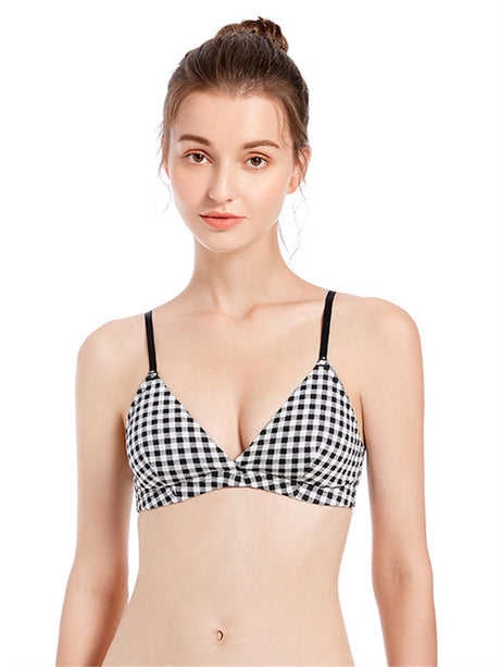 Liber Women's Plaid 1/2 Cup Wire-Free Push-Up Bra