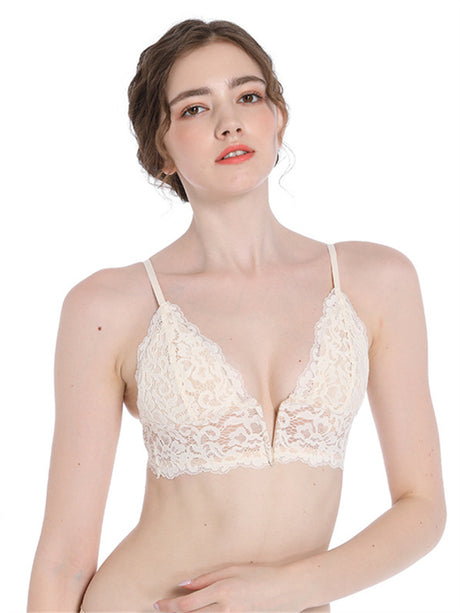 Liber Women's Lace 1/2 Cup Wire-Free Push-Up Bra