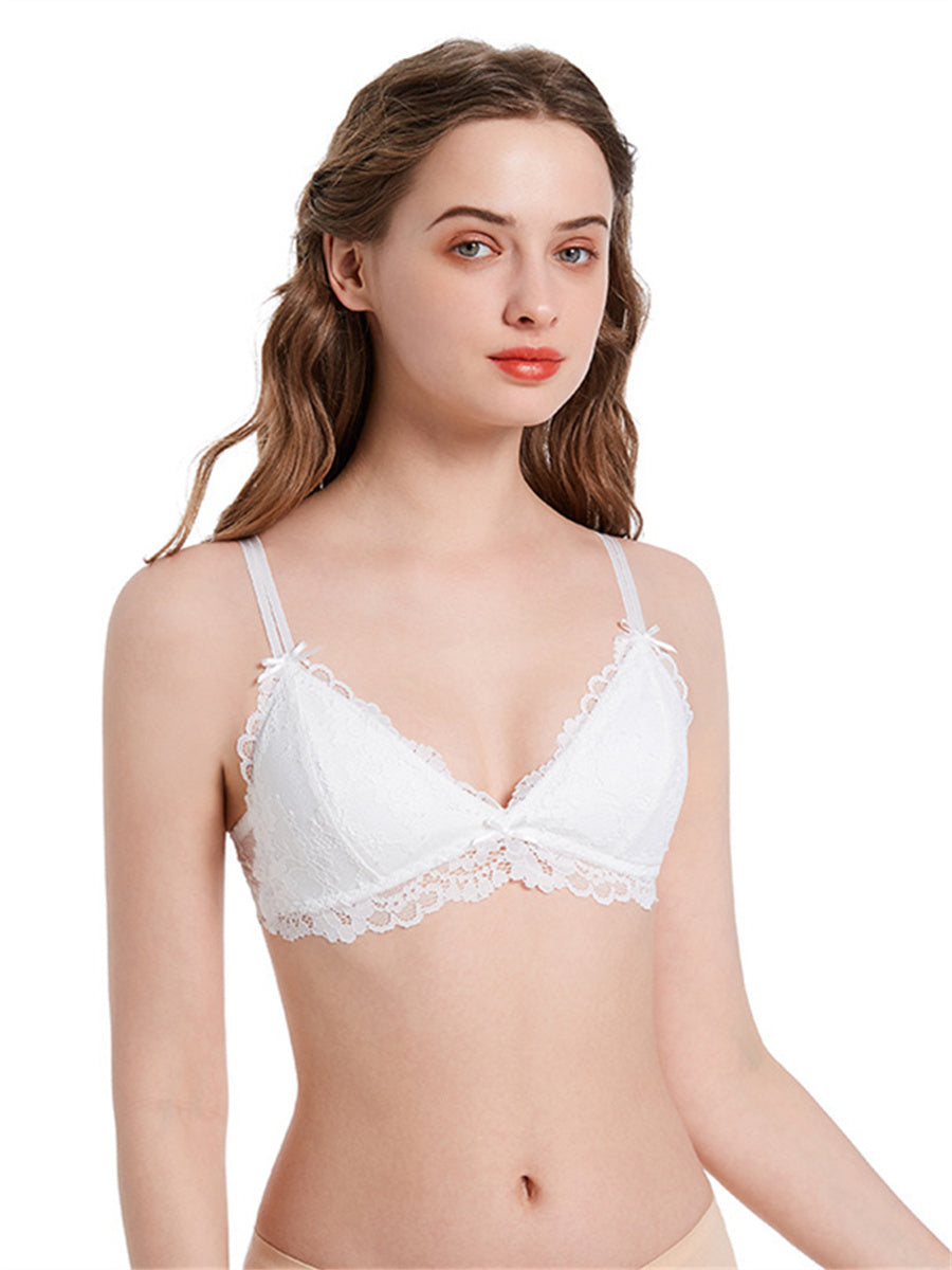 Liber Women's Solid Color, Lace 1/2 Cup Wire-Free Push-Up Bra