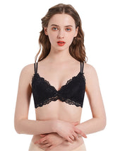 Liber Women's Solid Color, Lace 1/2 Cup Wire-Free Push-Up Bra