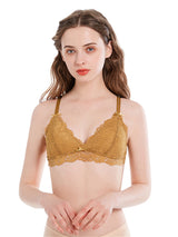 Liber Women's Solid Color, Lace 1/2 Cup Wire-Free Push-Up Bra