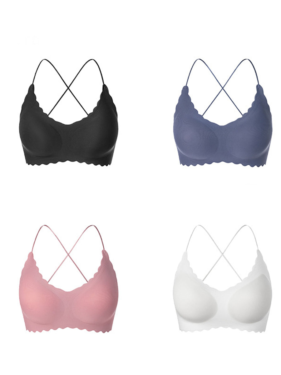 LiberSS Women's Solid Full Cup No Wire Support Push-up Bra