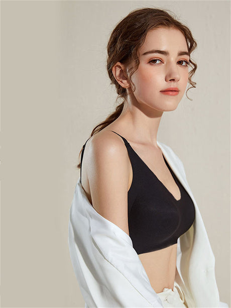 LiberSS women's solid 3/4 cup non-wired push-up bra