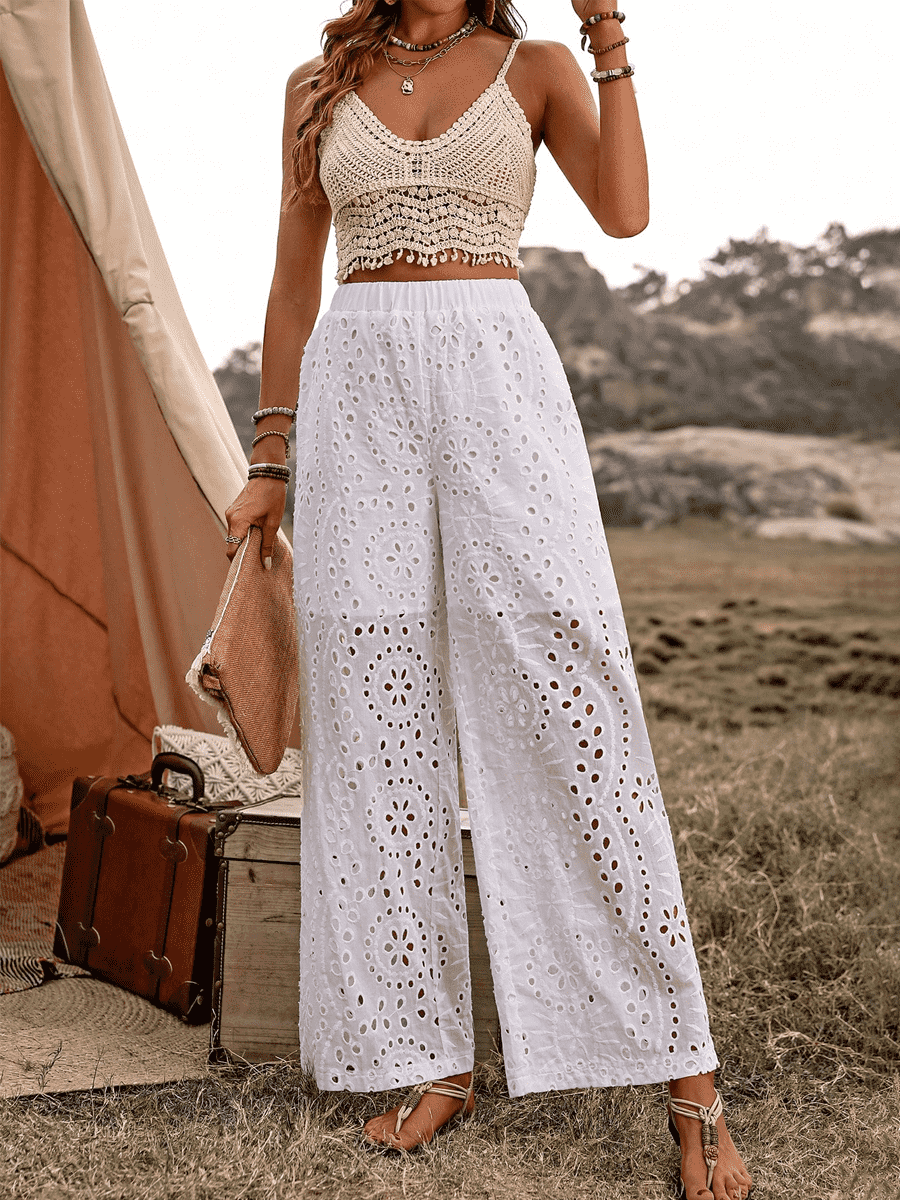 Liber Summer Women's Pastoral Embroidered Loose Pants