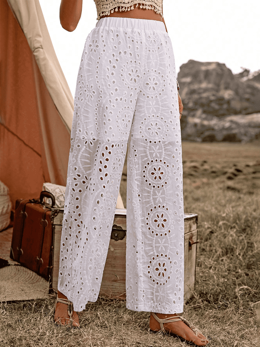 Liber Summer Women's Pastoral Embroidered Loose Pants