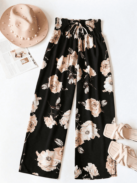 Liber Summer Women's Pastoral Print Loose Pants