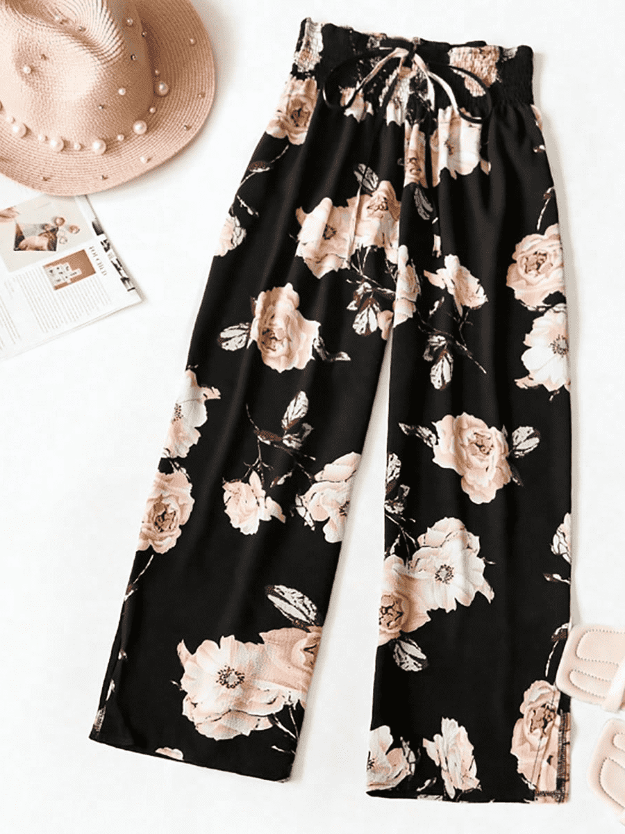 Liber Summer Women's Pastoral Print Loose Pants