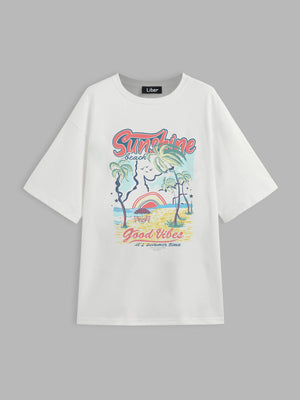 Liber Summer Women's Daily Casual Printed Round Neck Short Sleeve T-Shirt
