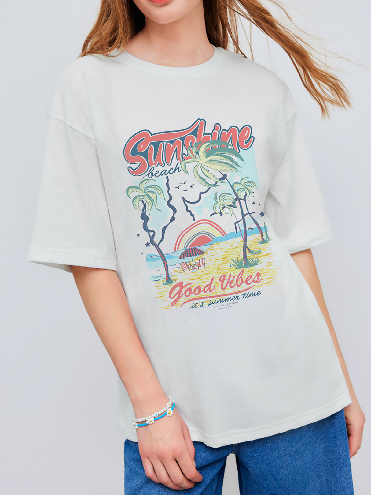 Liber Summer Women's Daily Casual Printed Round Neck Short Sleeve T-Shirt