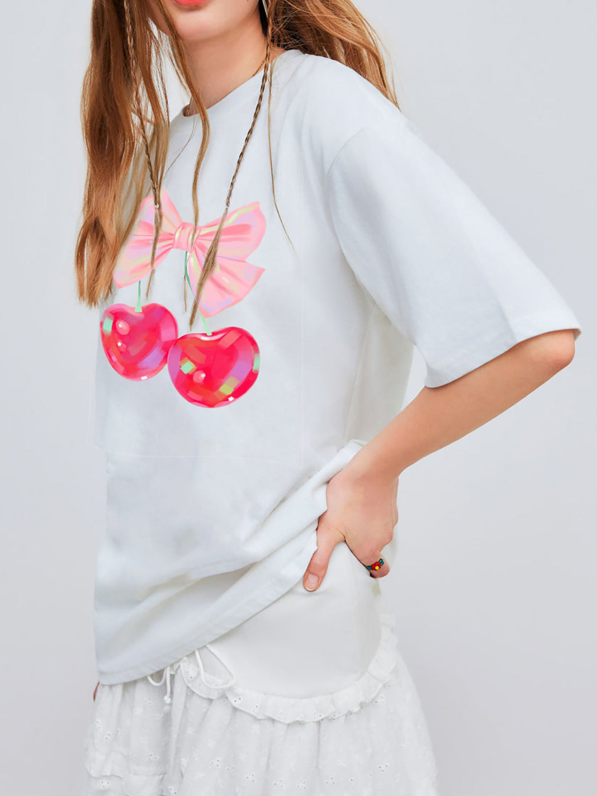 Liber Summer Women's Daily Casual Printed Round Neck Short Sleeve T-Shirt