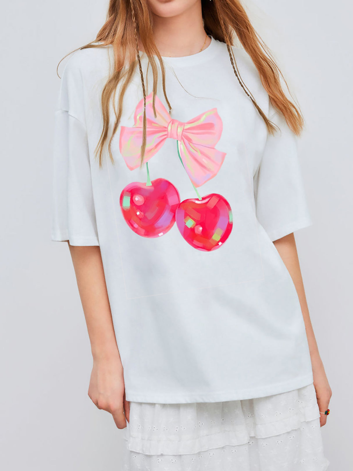 Liber Summer Women's Daily Casual Printed Round Neck Short Sleeve T-Shirt