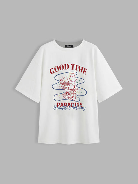 Liber Summer Women's Y2K Hot Girl Print Round Neck Short Sleeve T-Shirt