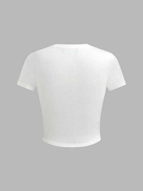 Liber Summer Women's Y2K Hot Girl Print Round Neck Short Sleeve T-Shirt