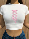 Liber Summer Women's Y2K Hot Girl Print Round Neck Short Sleeve T-Shirt
