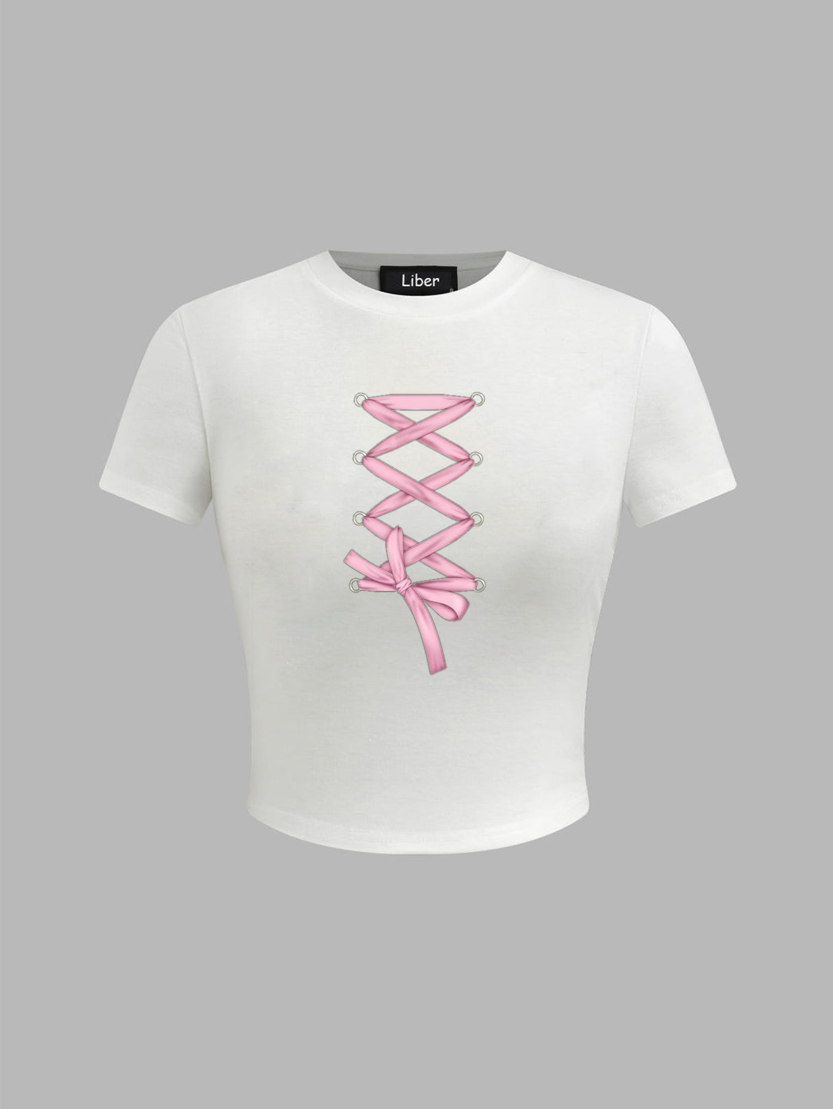 Liber Summer Women's Y2K Hot Girl Print Round Neck Short Sleeve T-Shirt