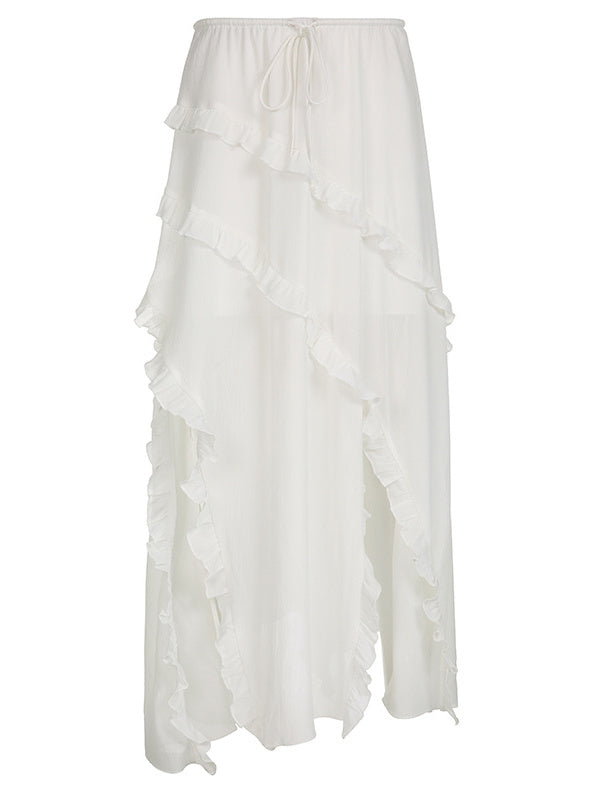 Liber Summer Women's Y2K Hot Girl Ruffle Loose Skirt